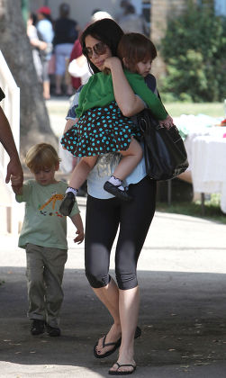 Oksana Grigorieva and daughter Lucia Gibson at a family funfair in Sherman Oaks, Los Angeles, America - 31 Oct 2011