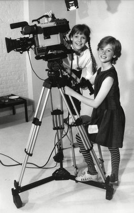Fay Masterson And Zoe Hart Child Actors With Film Camera 1985.