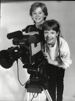 Fay Masterson And Zoe Hart; Child Actors With Film Camera 1985.