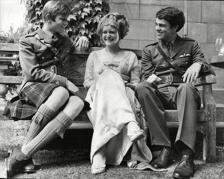 Melissa Fairbanks Daughter Of Douglas Fairbanks And Her Husband Richard Morant (left) With Michael York (right) In A Scene For The Film Zeppelin