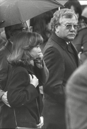 Helen Worth Attends The Funeral Of Baby Leah King Who Has Died Of Cot Death. Baby Leah Played The Part Of Her Daughter Sarah In Coronation Street.