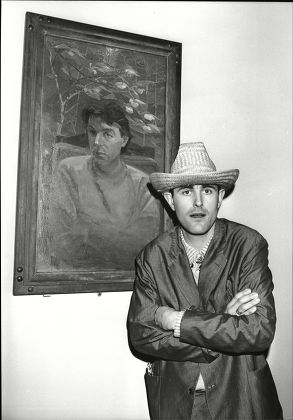 Artist Humphrey Ocean Alongside His Portrait Of Pop Star Paul Mccartney At The National Portrait Gallery