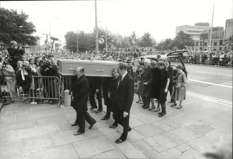 Funeral Of Actress Pat Phoenix At Holy Name Church In Manchester. Actor Tony Booth Follows The Coffin