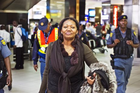 Boney M singer Liz Mitchell arriving at OR Tambo International Airport, Johannesburg, South Africa - 14 Dec 2011