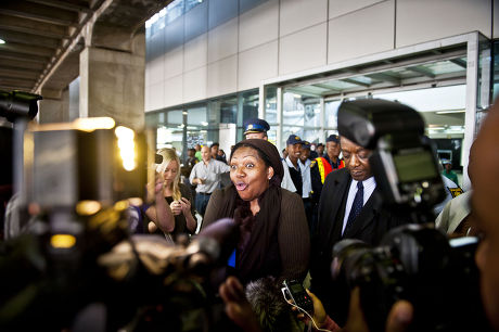 Boney M singer Liz Mitchell arriving at OR Tambo International Airport, Johannesburg, South Africa - 14 Dec 2011