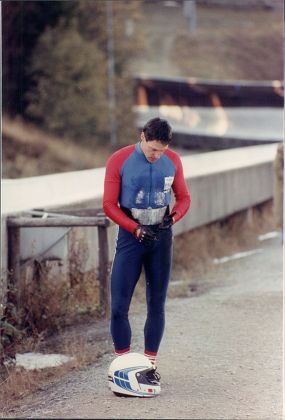 Former Olympic Sprinter Allan Wells Of Parachute Regiment No 2 British Bobsleigh Team Winterberg Germany During Four-man National Championships 1990. Shows Wells After Falling From Bobsleigh.