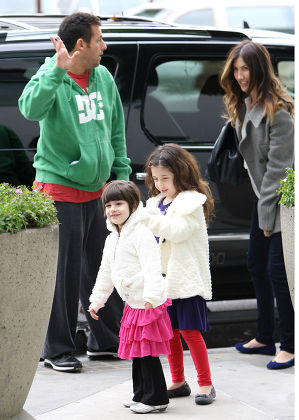 Adam Sandler and family out and about at the Staples Center, Los Angeles, America - 17 Dec 2011