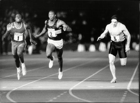Linford Christie And Allan Wells Compete In Men's 100m At Crystal Palace 1986.
