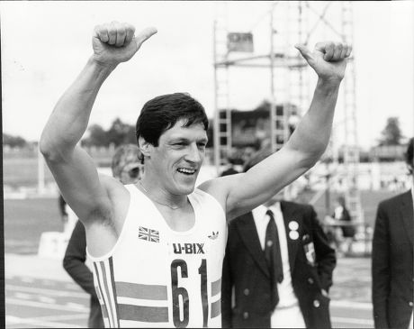 Allan Wells Celebrates Victory In Europa Cup Final Men's 200m At Crystal Palace 1983.