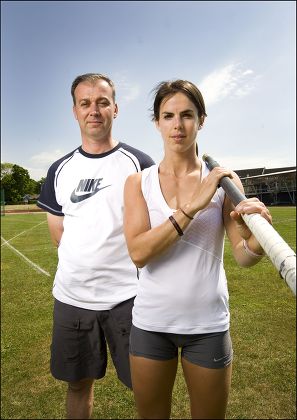 Kate Dennison and coach Steve Rippon at the HIPAC at Loughborough University, Britain - 24 May 2010