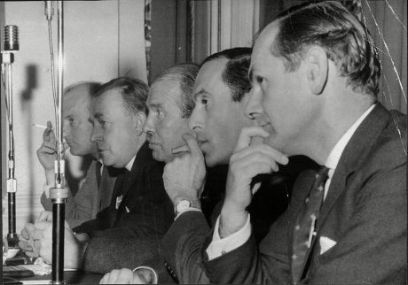 Liberal Party Press Conference; Russell Johnston Reverend A Mckilvoy George Mckay (party Chairman) Jeremy Thorpe (party Leader) And Emlyn Hooson All At North British Hotel Edinburgh 1968.