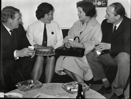 Daily Mail Ideal Home Exhibition At Olympia 1965 L-r Actor Lawrence James Yvonne Barker Actress And Television Presenter Frances Bennett And Fiance (now Husband) John Mcmichael