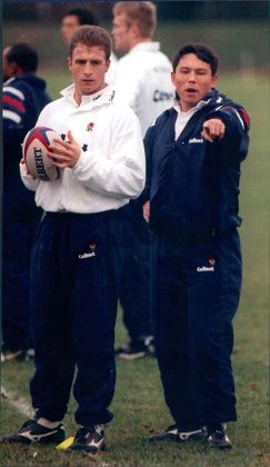 Rugby Player Rory Underwood (right) And Mike Catt During Training For England