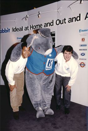 Ideal Home Exhibitons 1993. England Rugby Giant Rabbit Stuart Barnes And Jeremy Guscott.
