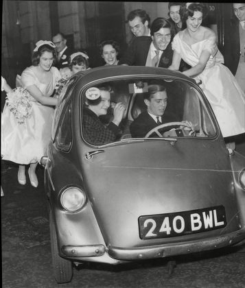 A Bubble Car Wedding Present At The Society Wedding Of Marika Hopkinson To Robin Hanbury Tenison