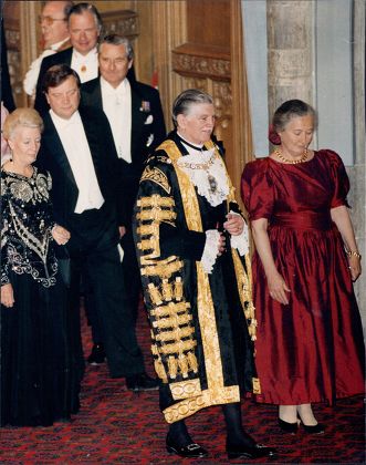 Mrs Gillian Clarke (red Dress) Wife Of Chancellor Of The Exchequer Kenneth Clarke.