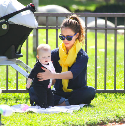 Jessica Alba and family at the park, Beverly Hills, Los Angeles, America - 18 Feb 2012