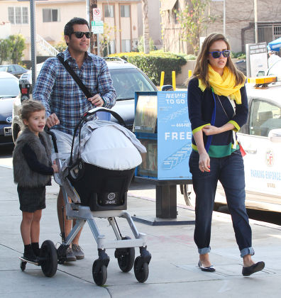 Jessica Alba and family out and about, Brentwood, Los Angeles, America - 18 Feb 2012
