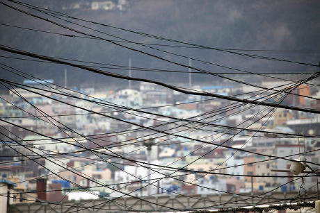 Electirc Power Lines Electricity Cables Busan Editorial Stock Photo