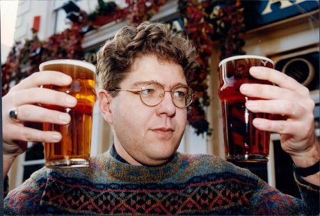 Ashley Holmes (no Further Details) Holding Pints Of Beer For Survey 1993.