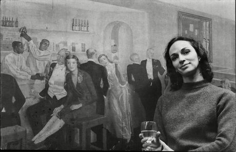 Caroline Brown The Star Of The Show Seems To Fit In With The Mural In The Champagne Bar Of The Saville Theatre