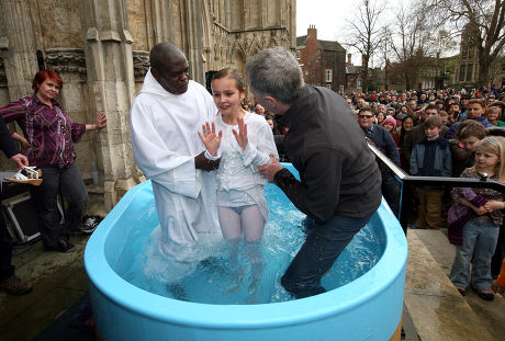 The Archbishop of York, Dr John Sentamu conducting open air baptisms, York Minster, York, Britain - 07 Apr 2012