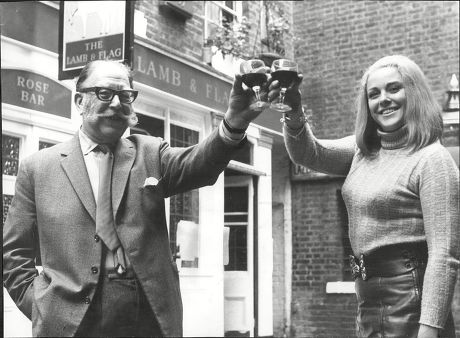Bernard Nelson Bessunger The Landlord Of The Lamb & Flag Covent Garden Celebrates With Actress Jan Rossini On Hearing The News That The Pub Is Not Be Demolished