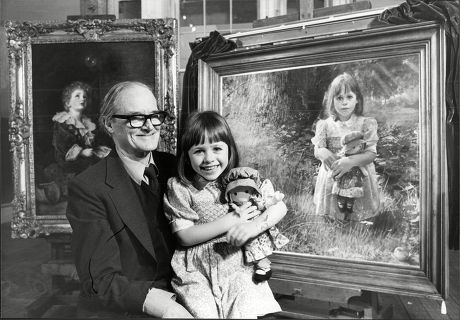 Miss Pears 1979 5yo Christine Cashman With Her Portrait Painted By Artist Crispin Thornton Jones At The Royal Academy She Sits On The Lap Of Artist And Architect Sir Hugh Casson