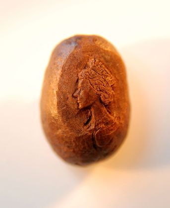 Microscopic portrait of Queen on coffee bean by Willard Wigan, Britain - 16 May 2012