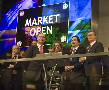 Xavier Rolet Ceo Of Se Gay Huey-evans Board Member Se George Osbourne And Dr. Chris Gibson-smith Chairman Of Se. Chancellor Of The Exchequer Rt Hon George Osbourne Opens The Days Trading At The Stock Exchange Today As The Traditional Form Of Market O