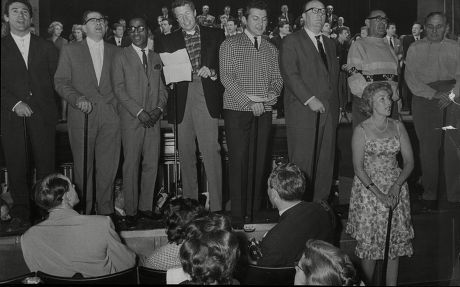 Rehearsals For The Royal Variety Performance At Victoria Palace 1960 Royal Command Performance L-r Ivor Emanuel Harry Worth Sammy Davis Robert Thorton Liberace Billy Cotton Bud Flanagan Charles Naughton And Vera Lynn (in Front)
