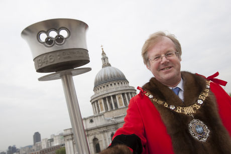 Lord Mayor with the 1948 Olympic Torch, London, Britain - 18 May 2012