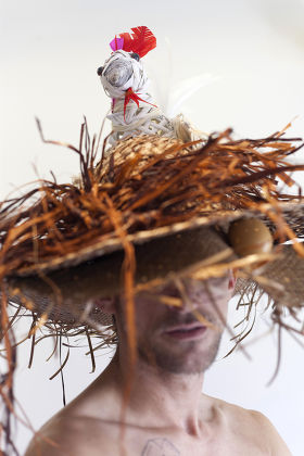 Milliner David Shilling unveils new extravagant hat collection for men, London, Britain - 14 Jun 2012