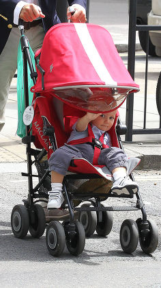 Rod Stewart with wife Penny Lancaster and baby Aiden in central London, Britain - 27 Jun 2012