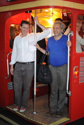 Author Alexander Masters (in White Shirt) And The Subject Of His Book Simon Norton (blue T-shirt) Board A Red Routemaster Bus Near Paddington Station Tonight At The Book Launch For The Book 'the Genius In My Basement'. Mr Norton Is Quite An Eccentr