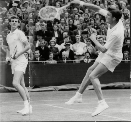 Tennis Players Roger Becker (right) And Tony Pickard In Action Against Siexas And Trabert.