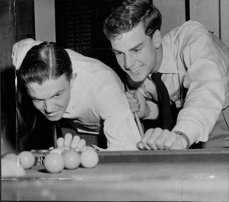 Roger Becker (left) And Tony Pickard Play Snooker At Their Shirley Clubhouse Prior To Resuming Tennis Match At Wimbledon Against Trabert And Seixas.