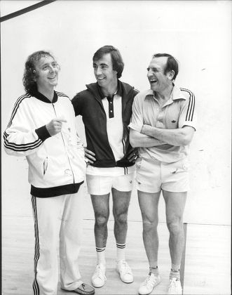 Jasper Carrott With Bernie Clifton And Leonard Rossiter At The Wembley Squash Centre.