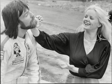 Racing Car Driver Mike Wilds With Actress Linda Cunningham.