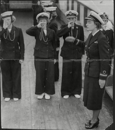 Lady Pamela Mountbatten (now Lady Pamela Hicks) Inspecting Members Of The Girls' Nautical Training Corps At Portsmouth.