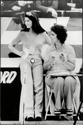 Lynn Oliver Wife Of Jackie Oliver With Bette Hill Wife Of Graham Hill Watch Their Husbands At The Race Track.