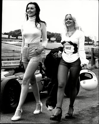 Glamour Model Linda Hooks And Actress Linda Cunningham At Brands Hatch.