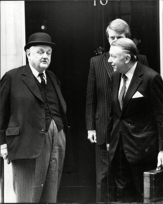 Lord Hailsham (dead October 2001) (nee Quintin Hogg) And Francis Pym Outside 10 Downing Street.