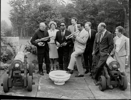 The Jazz Band Consisting Of Bud Freeman Mrs Gerald Lascelles (dead February 2001) Dizzy Gillespie Humphrey Littleton Buck Clayton Chris Barber Gerald Lascelles (dead February 1998) Lord Montareu Of Beaulieu And Lady Montague.