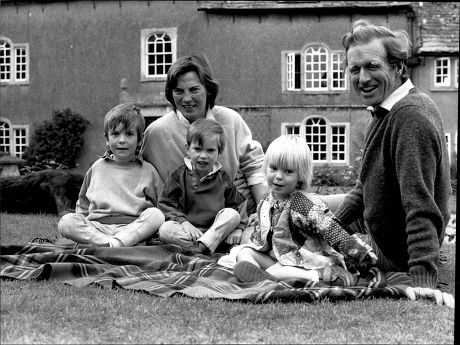 Richard Meade With His Family Wife Angela And Children James 5 Harry 4 And Richard 2 At His Church Farm West Littleton Near Chipenham.