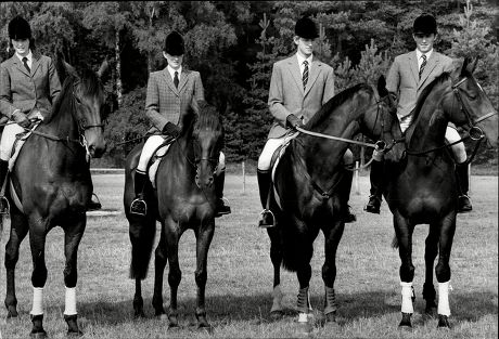 The British Three Day Event Team L To R Mary Gordon Watson On Cornishman Deborah West On Baccarat Richard Meade On Laurieston And Lt Mark Phillips On Great Ovations.