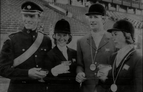 The Great Britain Olympic Equestrian Team Mark Phillips Mary Gordon Watson Richard Meade And Bridget Parker.
