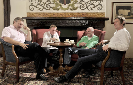 Former North East Football Players Talk To Colin Young (centre) About Relegation. Pictured Are Colin Todd Gary Bennett John Anderson And Alan Fettis. Pictures By Ian Hodgson/daily Mail.