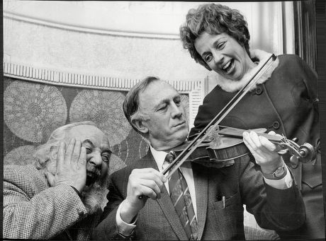 Joe Mercer Footballer And Manager (died 8/90) With Stars From Musical 'fiddler On The Roof' - Lex Goudsmit And Thelma Ruby.