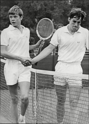 English Tennis Player Buster Mottram (left) After Beating Ian Thomson In Junior Tennis Championship Christopher 'buster' Mottram (born 25 April 1955 In Kingston Upon Thames) Is A Former English Tennis Player Who Achieved A Highest Lifetime Ranking